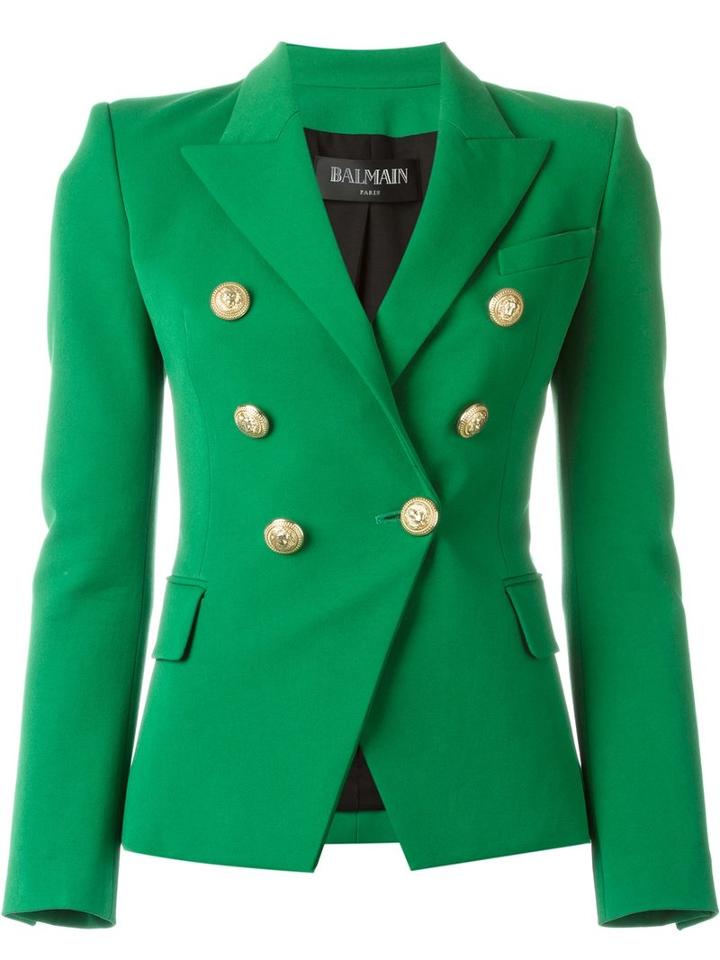 Balmain - Fitted Blazer - Women - Cotton/spandex/elastane/modal/viscose - 36, Green, Cotton/spandex/elastane/modal/viscose
