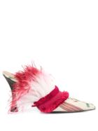 Tabitha Simmons Feather Lined Printed Pumps - Pink