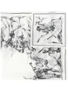 Alexander Mcqueen Skeleton Orchestra Print Scarf - White