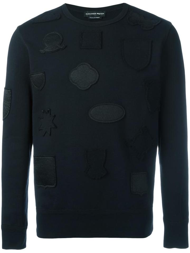 Alexander Mcqueen Badge Applique Sweatshirt, Men's, Size: Large, Black, Cotton