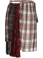 Facetasm Asymmetric Tartan Skirt - Red