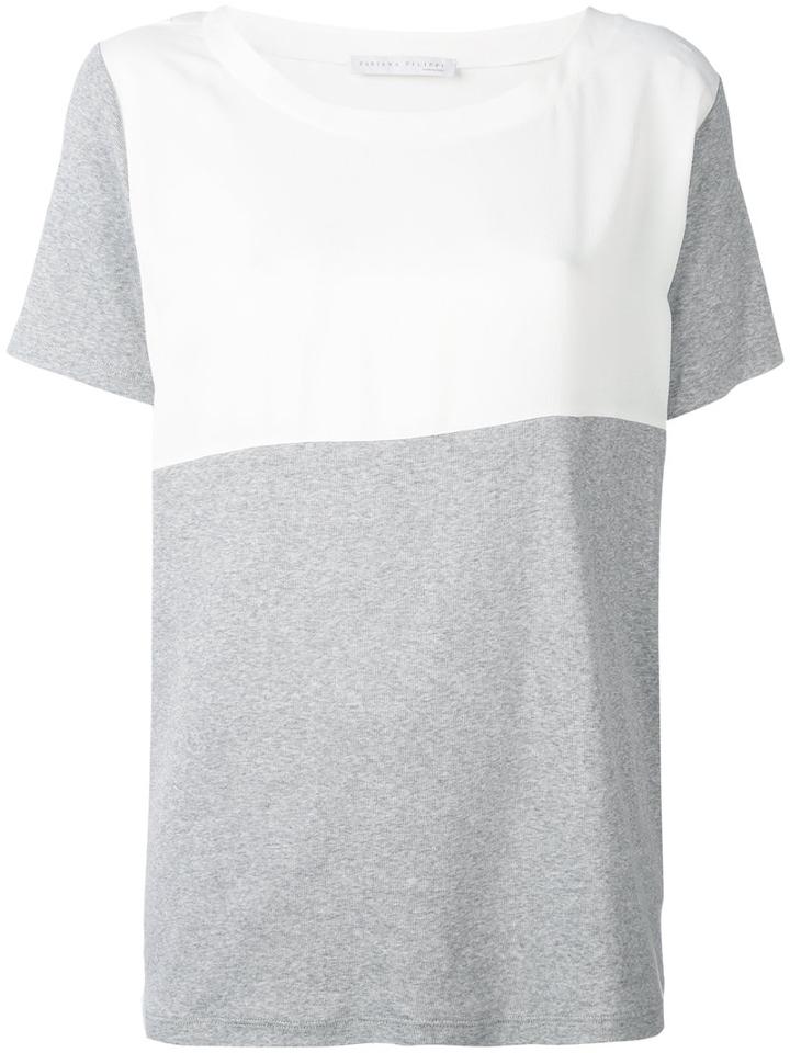 Fabiana Filippi - Contrast T-shirt - Women - Silk/cotton/spandex/elastane/acetate - 46, White, Silk/cotton/spandex/elastane/acetate