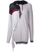 Maison Mihara Yasuhiro - Tassel Trim Longline Hoodie - Men - Cotton/acrylic - 46, Grey, Cotton/acrylic
