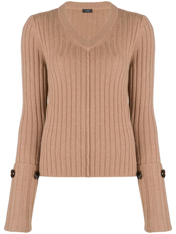 Joseph V-neck Jumper - Brown