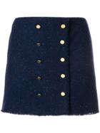 Thom Browne Front-buttoned Frayed Mini Skirt - Blue