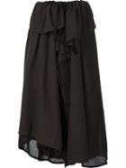 Y's Asymmetric Wrap Skirt, Women's, Size: 2, Brown, Cupro/wool