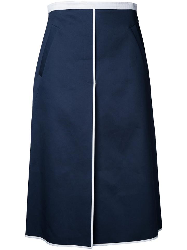 Thom Browne A-line Front Vent Skirt, Women's, Size: 44, Blue, Cotton