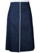 Thom Browne A-line Front Vent Skirt, Women's, Size: 44, Blue, Cotton