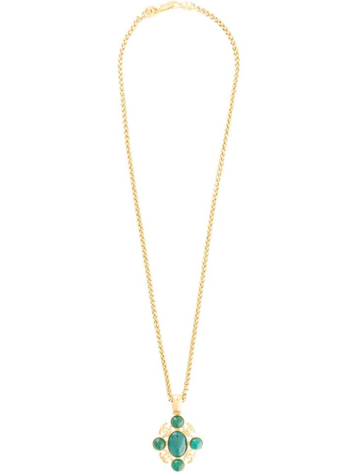 Chanel Pre-owned Embellished Cc Motif Necklace - Gold
