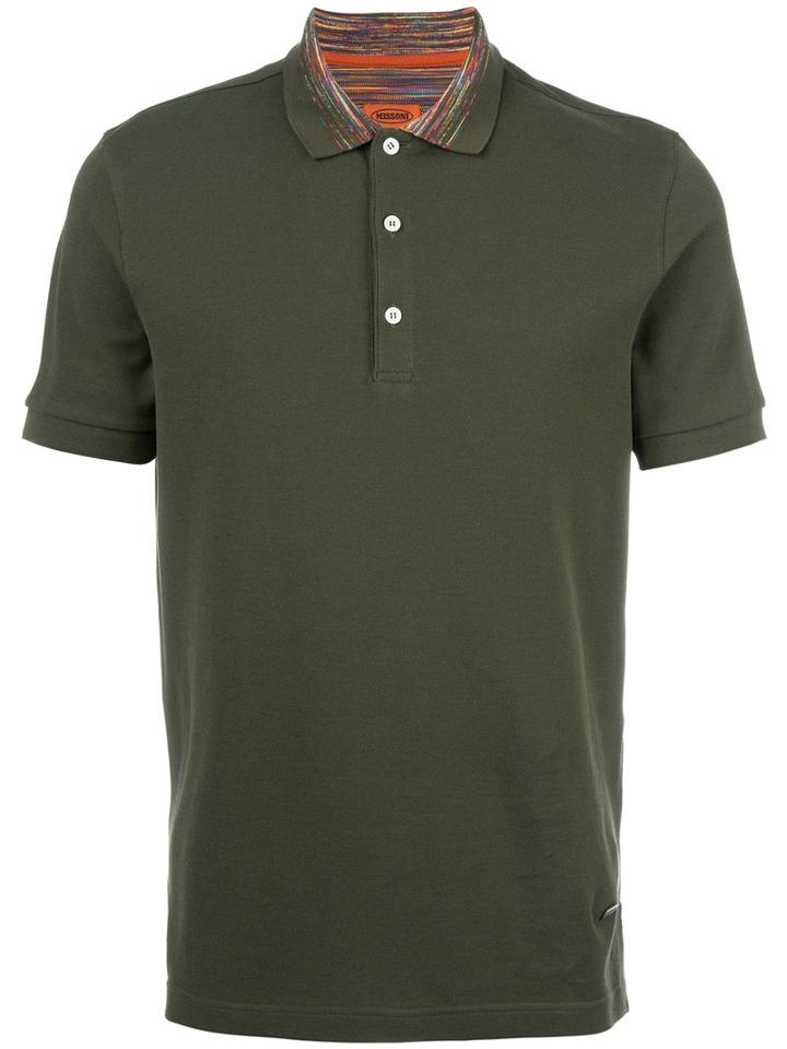Missoni Striped Collar Polo Shirt, Men's, Size: Xxl, Green, Cotton
