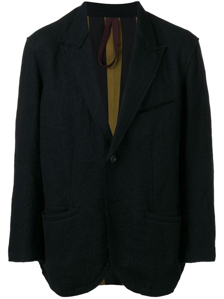 Ziggy Chen Boxy Peaked Lapel Blazer - Black