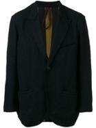 Ziggy Chen Boxy Peaked Lapel Blazer - Black
