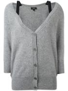 Theory Bell Neckline Button Up Cardigan, Women's, Size: Large, Grey, Cashmere
