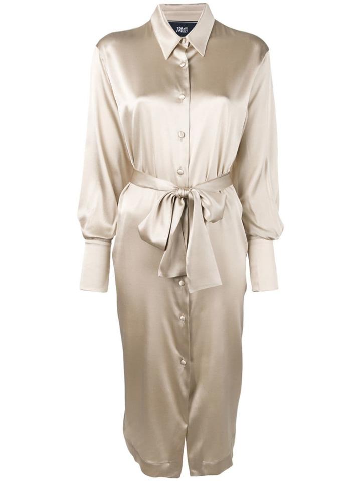 Taller Marmo Long Satin Shirt - Neutrals