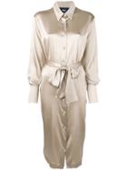 Taller Marmo Long Satin Shirt - Neutrals