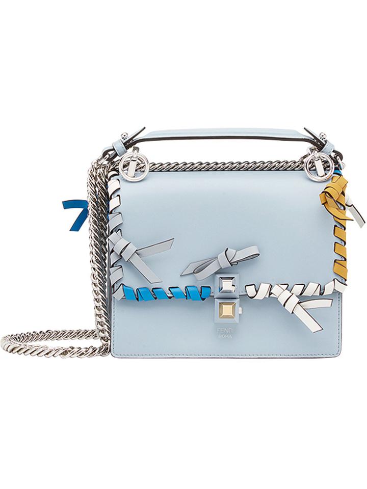 Fendi Blue Kan I Small Leather Shoulder Bag