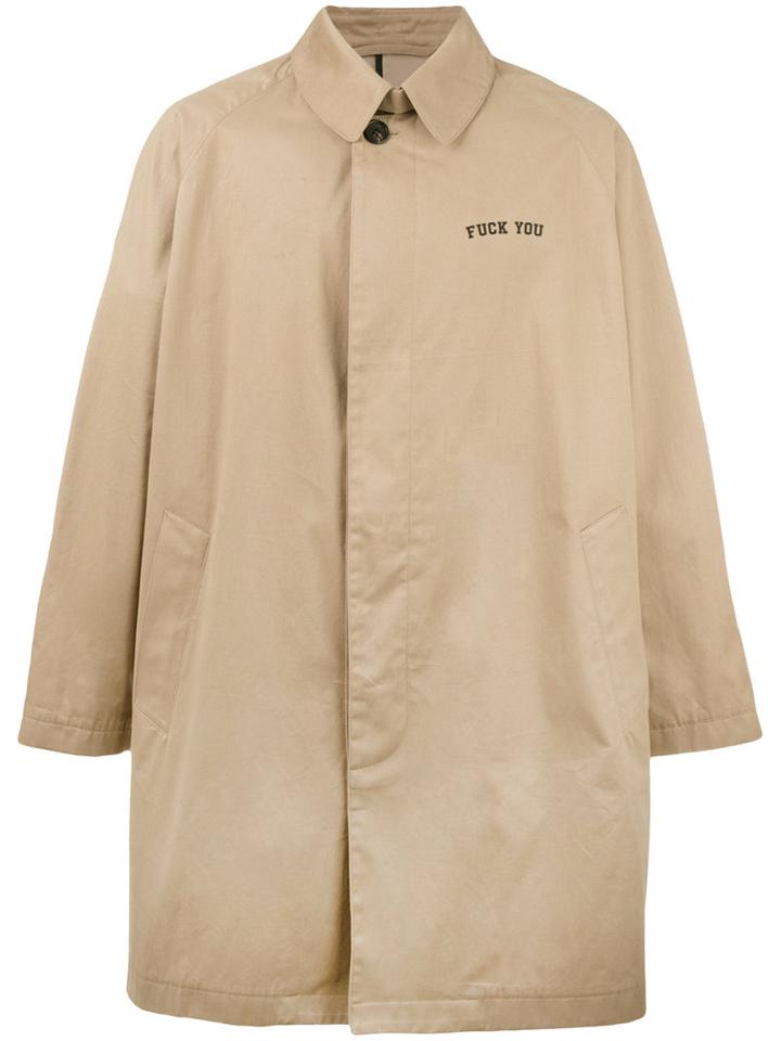Palm Angels Oversized Trench Coat, Men's, Size: 48, Nude/neutrals, Cotton/polyurethane