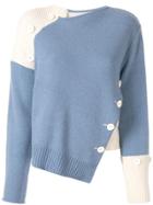 Moon J Contrast Asymmetric Sweater - Blue