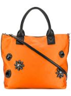 Pinko Contrast Trim Embellished Tote - Yellow & Orange