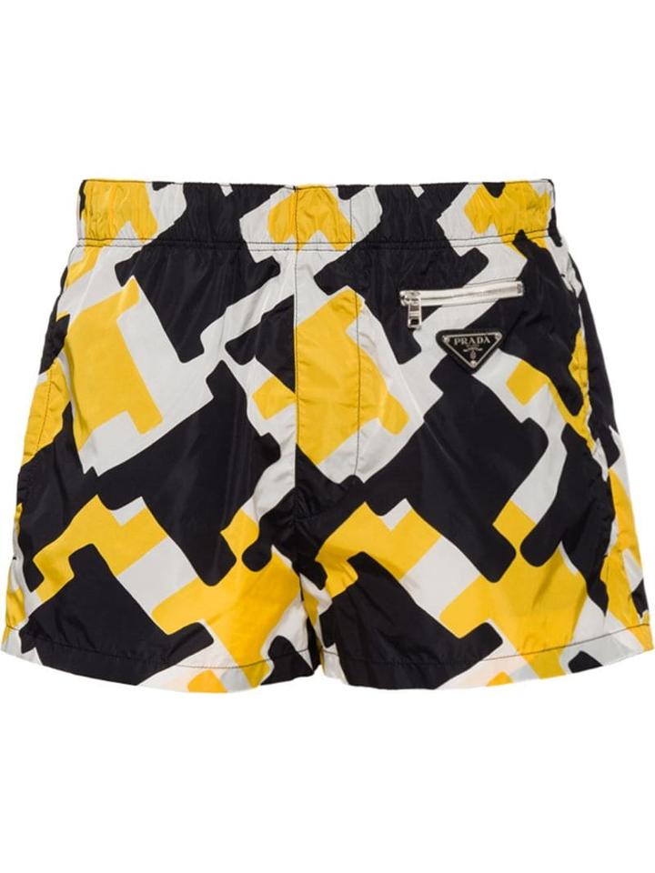 Prada Abstract Pattern Swim Shorts - Yellow