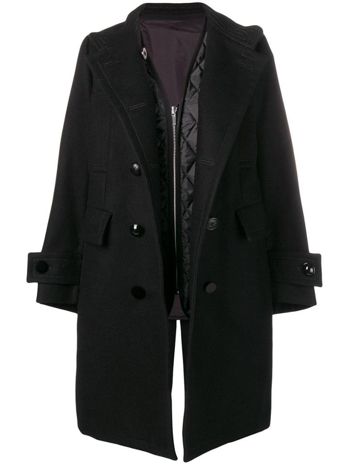 Sacai Double-breasted Coat - Black