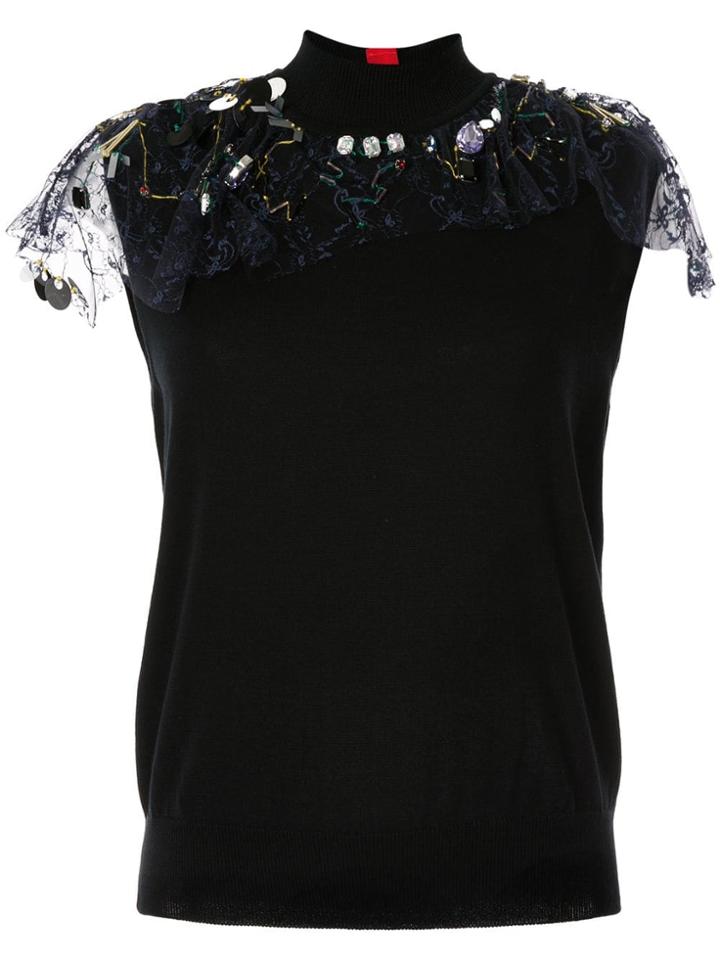 Kolor Lace Insert Top - Blue
