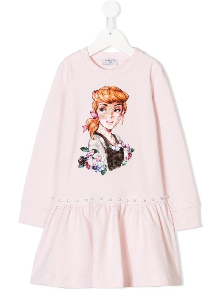 Monnalisa Cinderella Print Sweat Dress - Pink