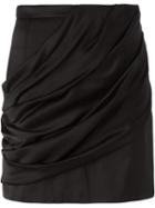 Balmain Draped Mini Skirt, Women's, Size: 36, Black, Cotton/viscose