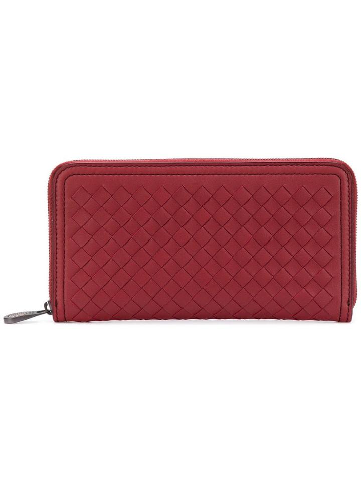 Bottega Veneta Woven Continental Purse - Red