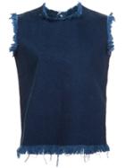 Marques'almeida Raw Edge Denim Tank Top, Women's, Size: Small, Blue, Cotton