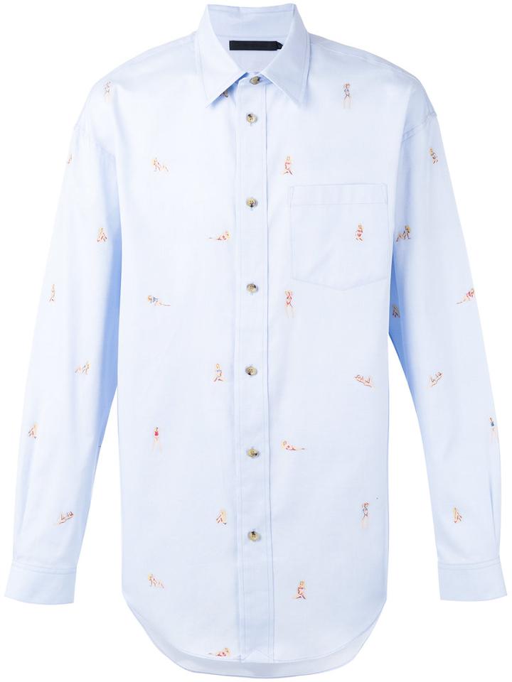Alexander Wang Graphic Print Shirt, Men's, Size: 46, Blue, Cotton
