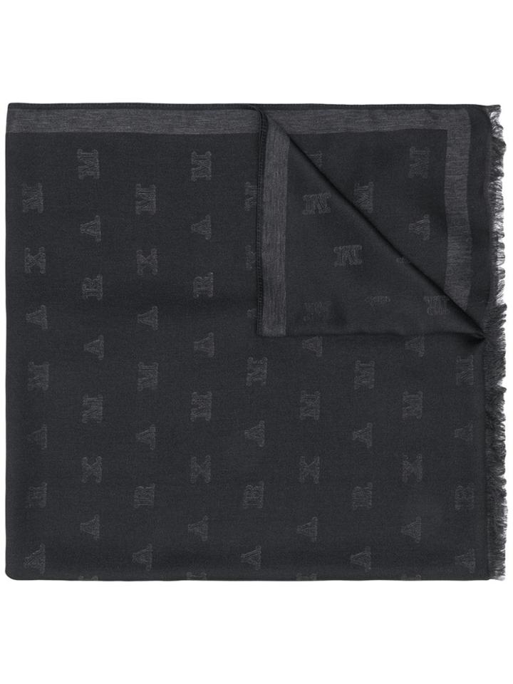Max Mara Monogrammed Jacquard Scarf - Black