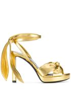 Saint Laurent Hall Tie Sandals - Gold