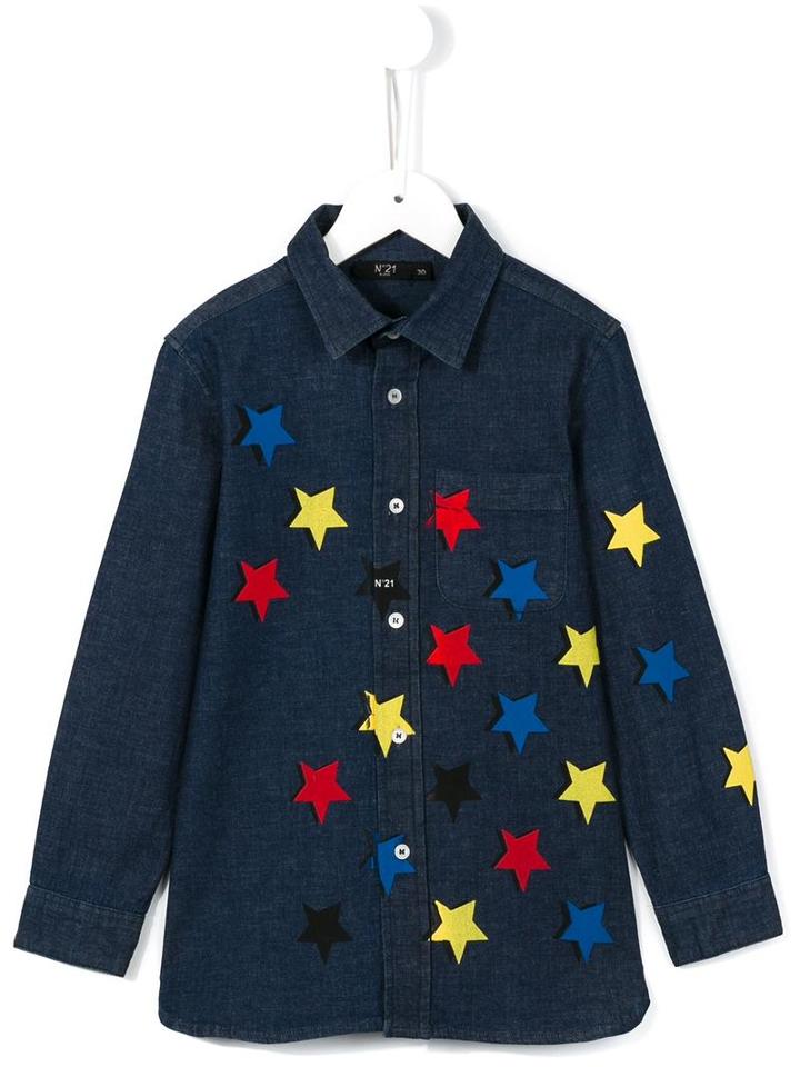 No21 Kids Star Print Denim Shirt, Boy's, Size: 10 Yrs, Blue
