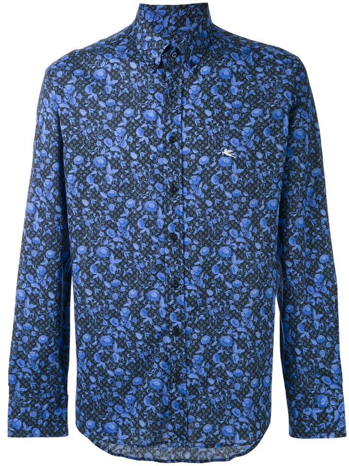 Etro - Floral Print Shirt - Men - Cotton - 45, Blue, Cotton