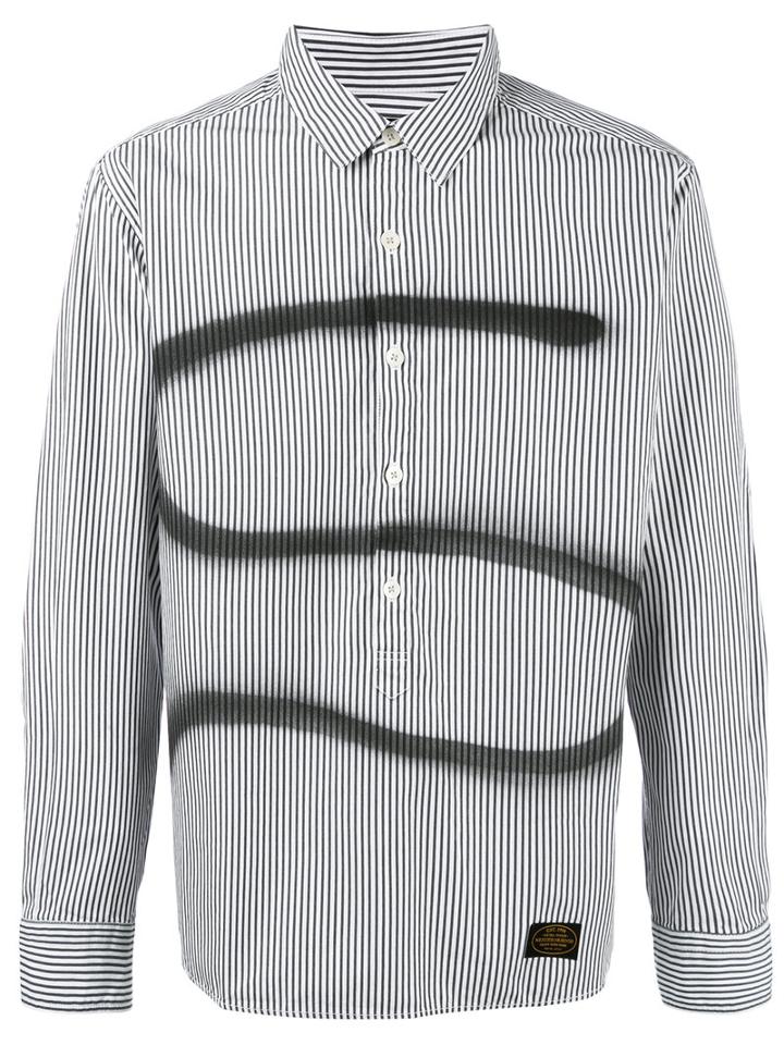 Neighborhood 's' Print Striped Shirt, Men's, Size: Xl, Black, Cotton