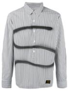 Neighborhood 's' Print Striped Shirt, Men's, Size: Xl, Black, Cotton
