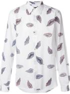 Ps Paul Smith Leaf Print Shirt, Men's, Size: Xxl, White, Cotton