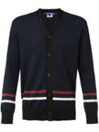 Junya Watanabe Comme Des Garçons Striped Trim Cardigan, Men's, Size: Small, Blue, Wool/silk