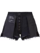 Unravel Project Flared Button Shorts - Black