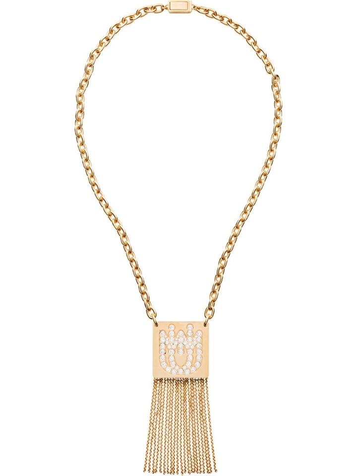 Miu Miu Tassel Pendant Necklace - F0nxa Gold/crystal