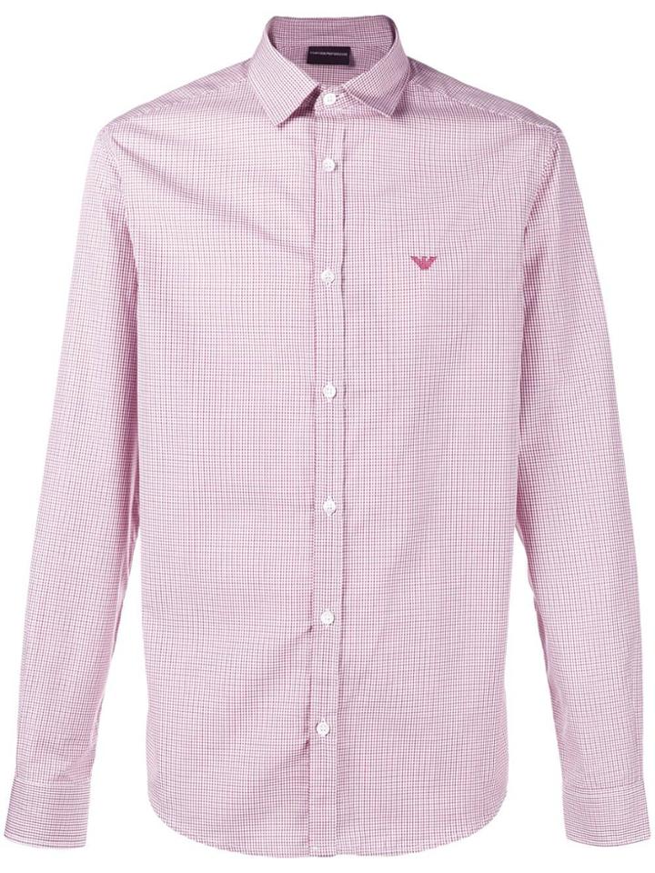 Emporio Armani Logo Long-sleeve Fitted Shirt - Red