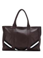 Mara Mac Leather Tote With Striped Detail - Brown
