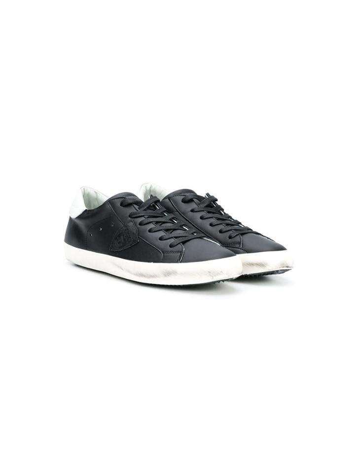 Philippe Model Kids Teen Logo Patch Sneakers - Black