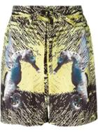 La Perla Seahorse Print Swim Shorts, Men's, Size: Medium, Yellow/orange, Polyester