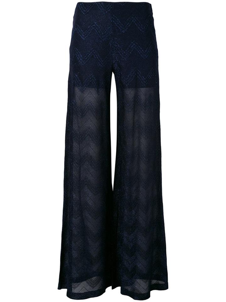 M Missoni - Jersey Trousers - Women - Cotton/polyamide/polyester/viscose - 38, Blue, Cotton/polyamide/polyester/viscose