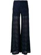 M Missoni - Jersey Trousers - Women - Cotton/polyamide/polyester/viscose - 38, Blue, Cotton/polyamide/polyester/viscose