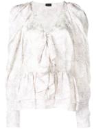 Magda Butrym Floral Print Ruffle Blouse - White