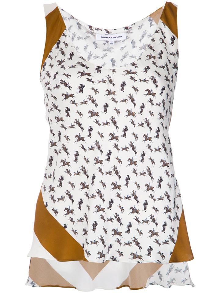 Gloria Coelho Printed Silk Top - White