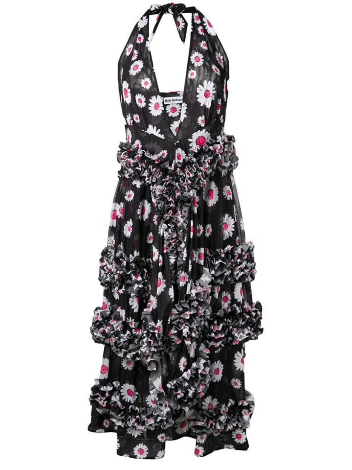 Molly Goddard Floral Frilled Midi Dress - Black